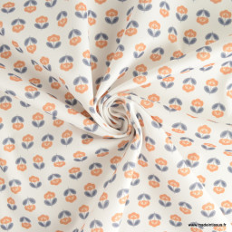 Pul contact alimentaire motifs fleurs vintage bleues fond blanc - motif exclusif