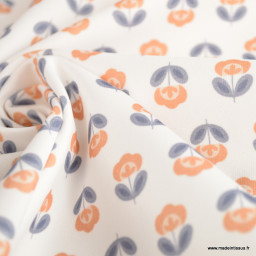 Pul contact alimentaire motifs fleurs vintage bleues fond blanc - motif exclusif