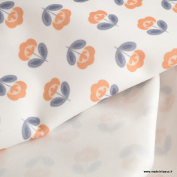 Pul contact alimentaire motifs fleurs vintage bleues fond blanc - motif exclusif