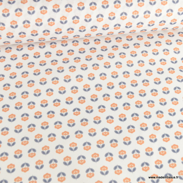Pul contact alimentaire motifs fleurs vintage bleues fond blanc - motif exclusif