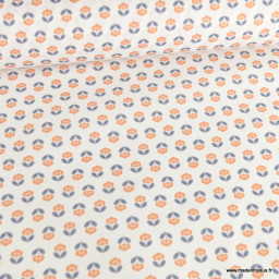 Pul contact alimentaire motifs fleurs vintage bleues fond blanc - motif exclusif