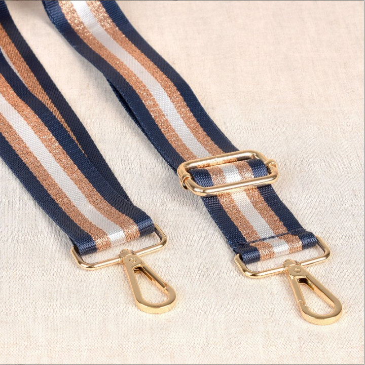 Bandoulière Sangle bicolore 40mm - Marine, cuivre et doré