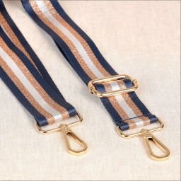 Bandoulière Sangle bicolore 40mm - Marine, cuivre et doré