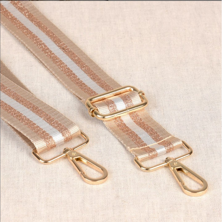 Bandoulière Sangle bicolore 40mm - Beige , cuivre et doré