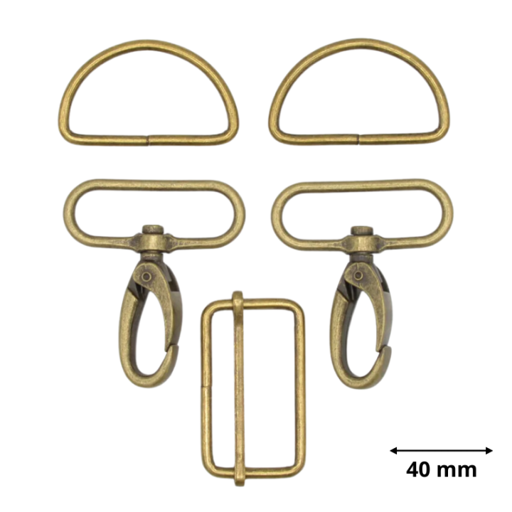 Set d'accessoires pour sac - 40mm - Or