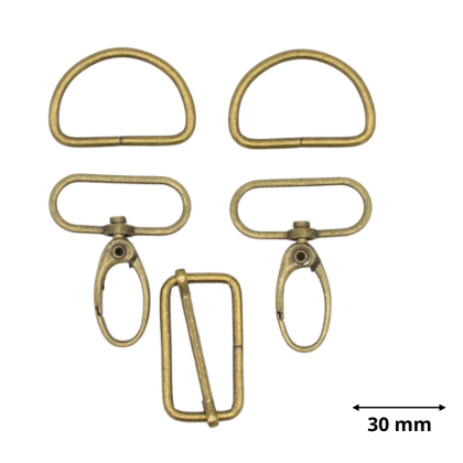 Set d'accessoires pour sac - 30mm - Doré