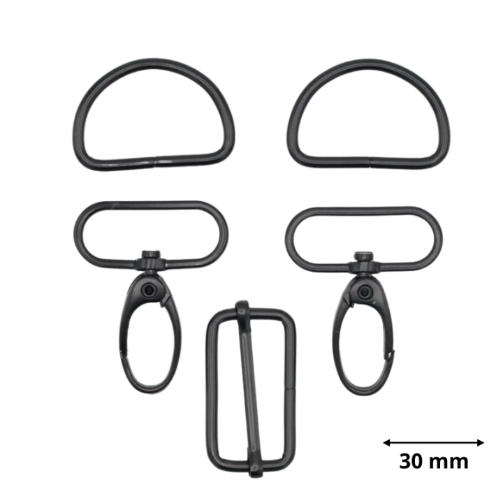 Set d'accessoires pour sac - 30mm - Noir