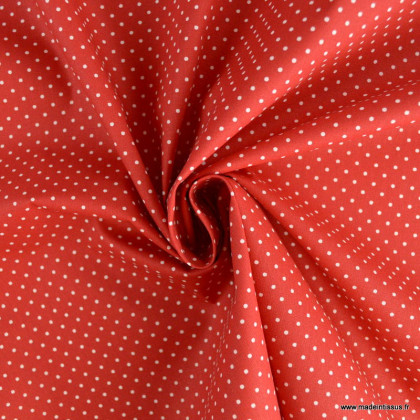 Tissu coton Enduit motifs Pois fond Rouge -  Oeko tex