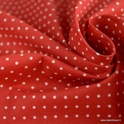 Tissu coton Enduit motifs Pois fond Rouge -  Oeko tex
