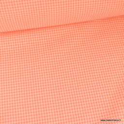 Tissu seersucker Vichy Orange Fluo - oeko tex