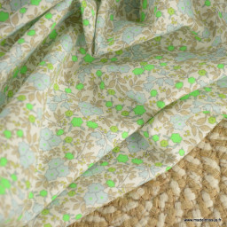 Popeline Bio & OEKO TEX motifs fleurs vert fluo