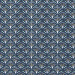 Tissu coton imprimé écailles bleu marine et indigo - oeko tex