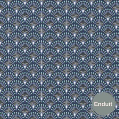 Tissu coton Enduit Ginza Bleu minuit et indigo -  Oeko tex