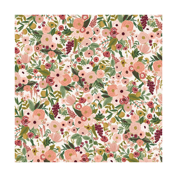 Tissu Rifle Paper Petite Rose motif fleurs rose et Aubergine - Collection Garden Party