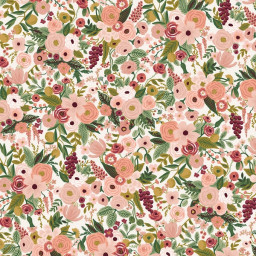 Tissu Rifle Paper Petite Rose motif fleurs rose et Aubergine - Collection Garden Party