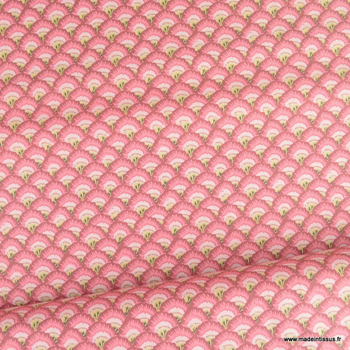 Tissu coton Palopa motif écailles rose