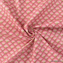 Tissu coton Palopa motif écailles rose