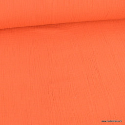 Tissu Double gaze coton Coloris Orange Tangerine - oeko tex