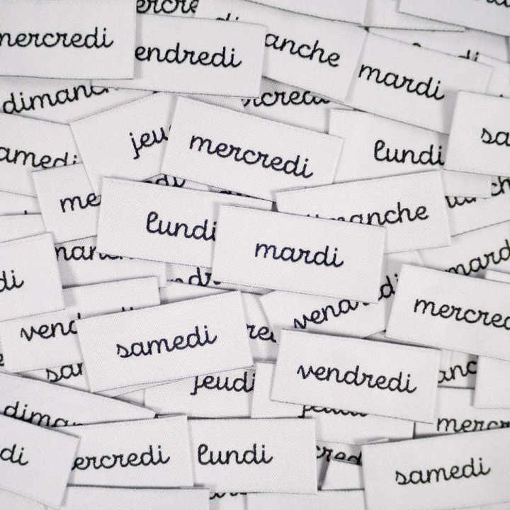 Lot de 7 étiquettes tissées - Semainier - Ikatee