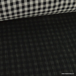 Tissu Double gaze Vichy réversible Noir et blanc cassé - OEKO TEX