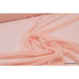 Tissu Mousseline fluide polyester rose poudré x50cm
