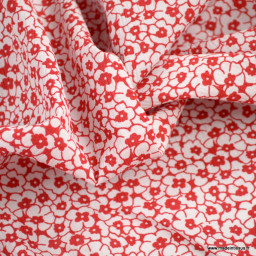 1 coupon de 95 cm Tissu seersucker à fleurs rouge et blanc