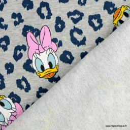 1 coupon de 111 cm  Tissu Disney jersey French terry motifs Daisy et léopard - oeko tex