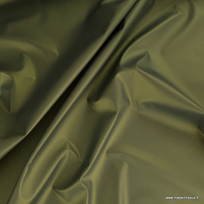 Tissu enduit ciré de pluie uni vert bronze Métallique