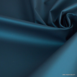 Tissu enduit ciré de pluie uni Bleu Pétrole Métallique