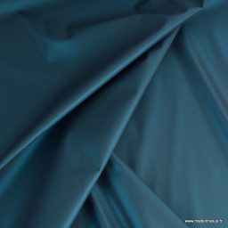 Tissu enduit ciré de pluie uni Bleu Pétrole Métallique