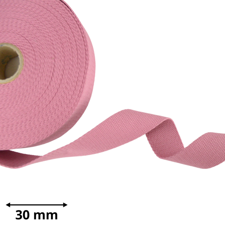 Sangle souple 30mm en coton - Vieux rose