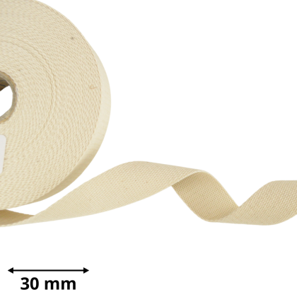 Sangle souple 30mm en coton - Ecru