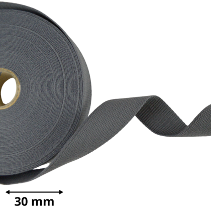 Sangle souple 30mm en coton - Gris Anthracite