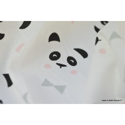Tissu 100% coton dessin panda blanc  x50cm
