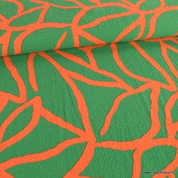 Viscose gaufrée motif graphique abstrait fond Vert