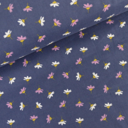 Tissu velours milleraies Joyflo motif fleurs sorbet fond marine - oeko tex