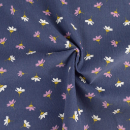 Tissu velours milleraies Joyflo motif fleurs sorbet fond marine - oeko tex