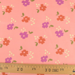 Tissu velours milleraies Erina motif fleurs fond rose - oeko tex