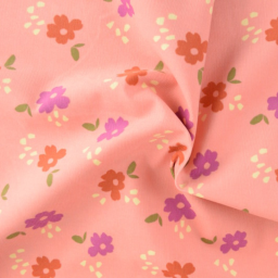 Tissu velours milleraies Erina motif fleurs fond rose - oeko tex