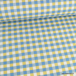 Tissu coton Enduit Kavyo Vichy Bleu et blanc