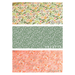 Tissu coton Enduit Suzette motif fleurs fond vert