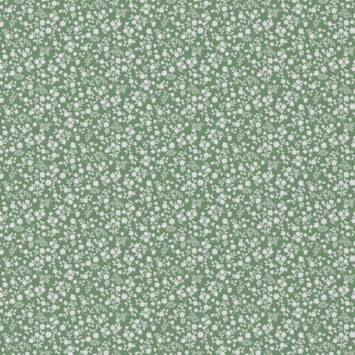 Tissu coton imprimé Suzette petites fleurs fond vert -  Oeko tex