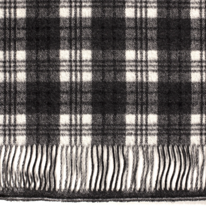 1 coupon de 145 cm de Tissu Lainage façon tartan noir et blanc