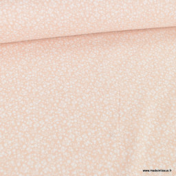 Tissu coton imprimé Suzette petites fleurs fond rose -  Oeko tex