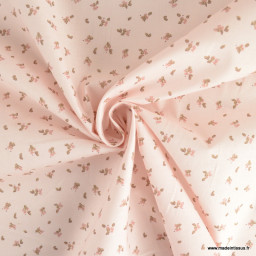 Tissu coton imprimé Hanipi petites fleurs fond rose pâle - Oeko tex