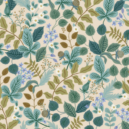Tissu Rifle Paper en coton imprimé fleurs fond écru - collection Vintage Garden
