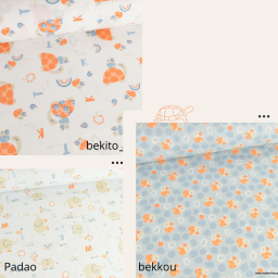 Tissu Coton Bekitou motif Tortues oranges fond blanc - oeko tex