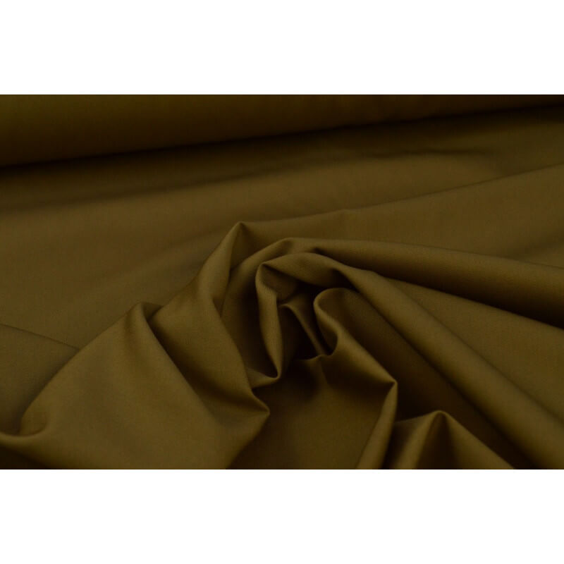 Tissu gabardine polyester coton marron beige pour confection trench.