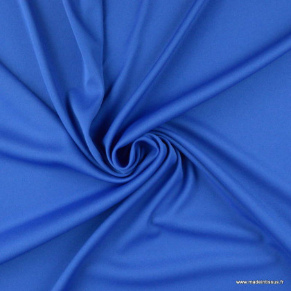 Tissu maille jersey interlock polyester bleu