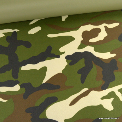 Tissu extérieur étanche Camouflage écru enduit PVC
